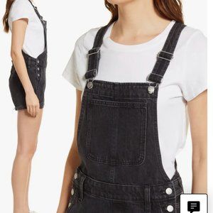 Madewell Adirondack Short Overalls in Washed Black (S)
